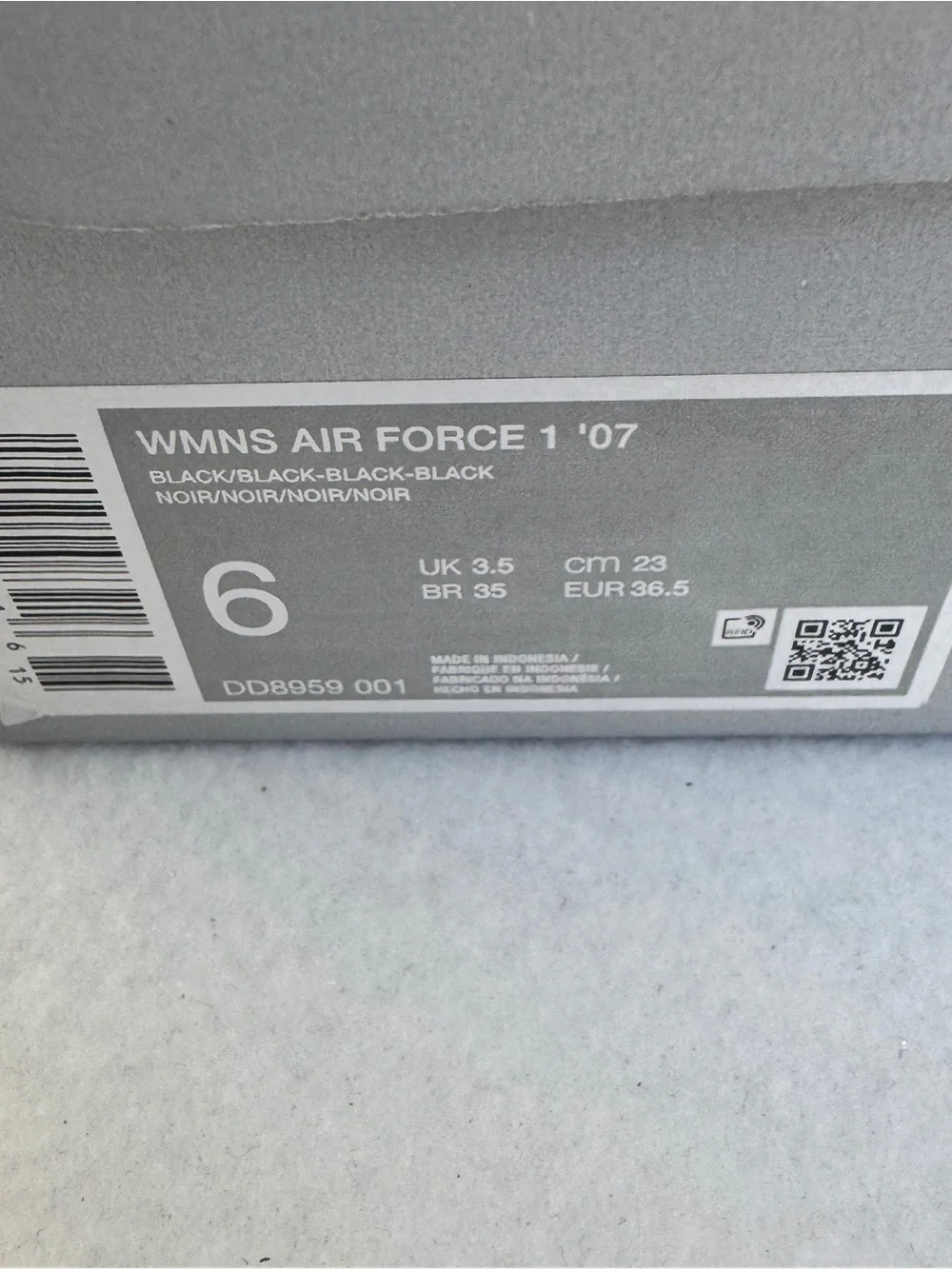 NWB Nike Air Force 1 '07 Low 'Triple Black' [DD8959-001] Women's Size 6